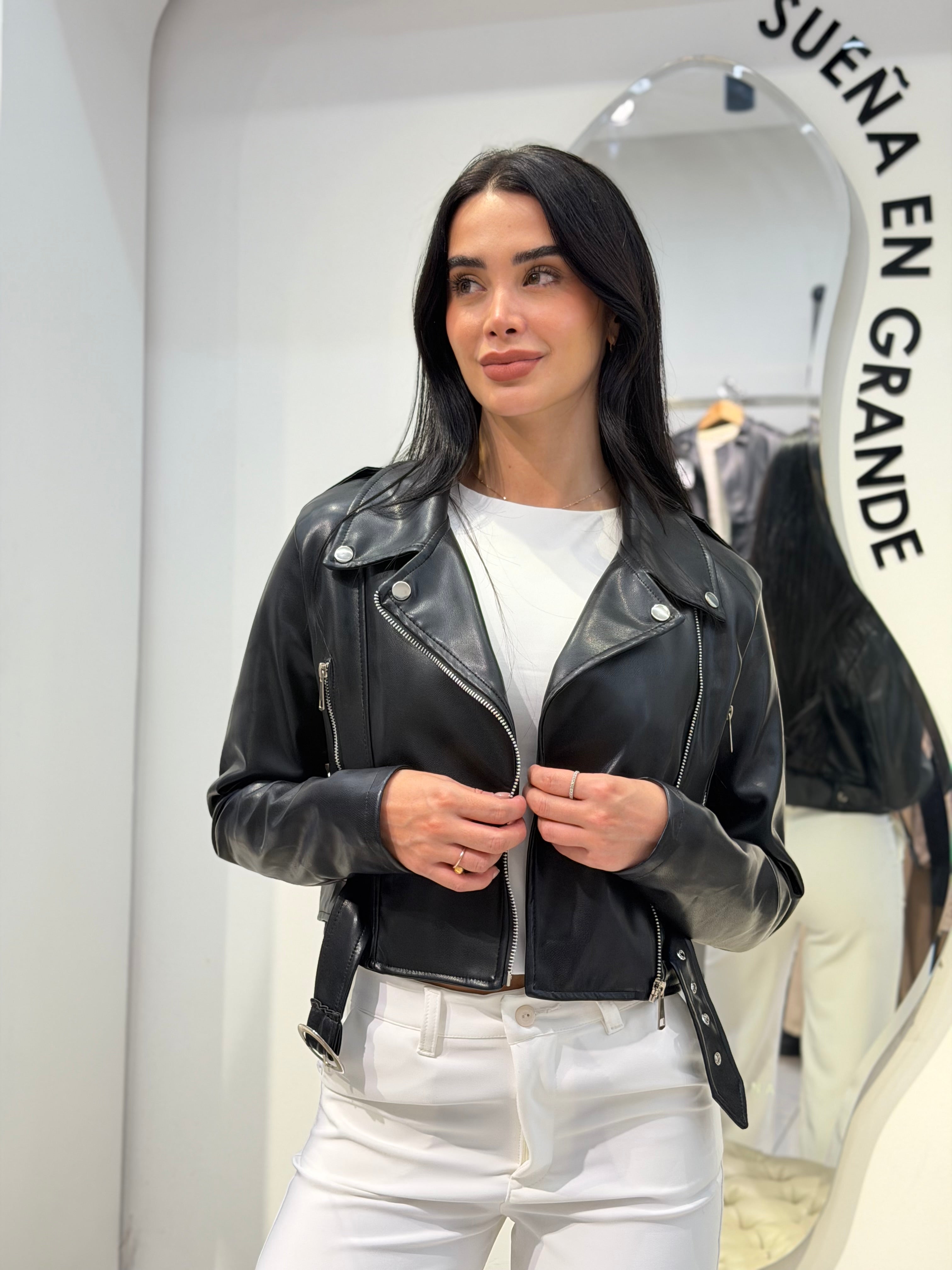 Chaqueta Biker brillante