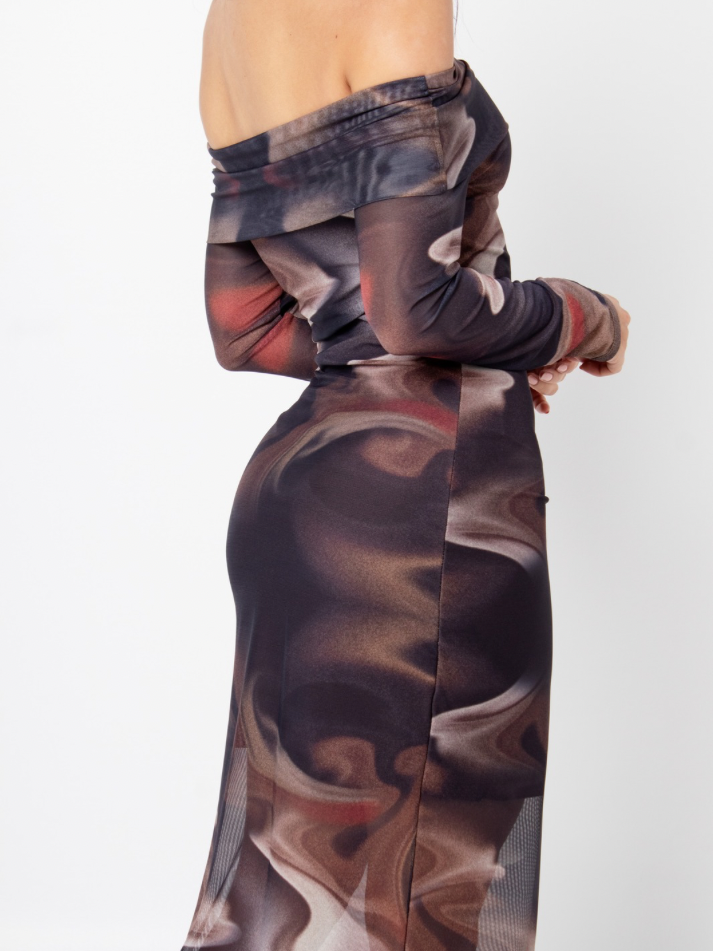 Vestido Ondas Café
