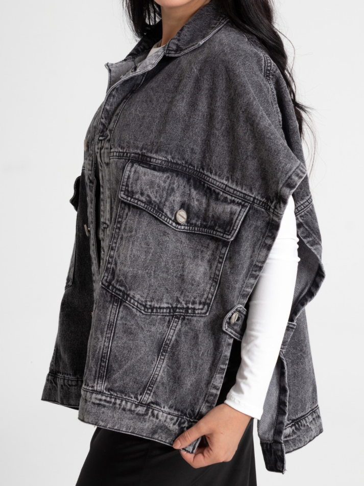 Maxichaleco denim Gris