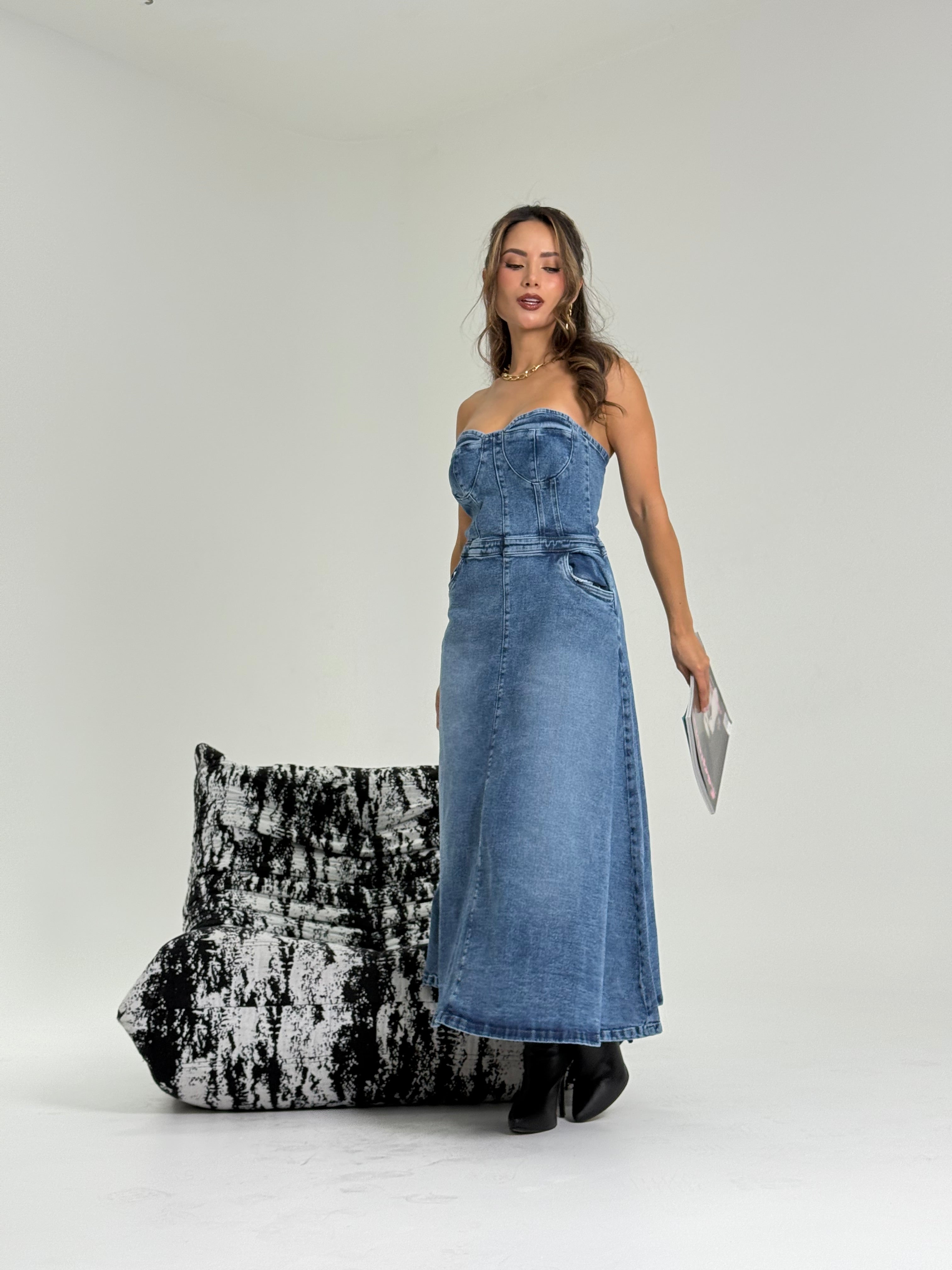Vestido Straple Denim