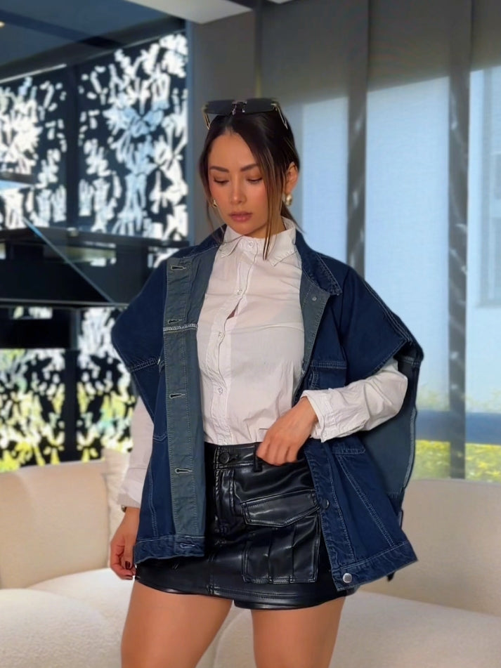 maxichaleco azul oscuro