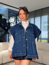 maxichaleco azul oscuro