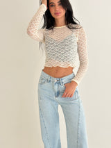 Blusa encaje mantequilla