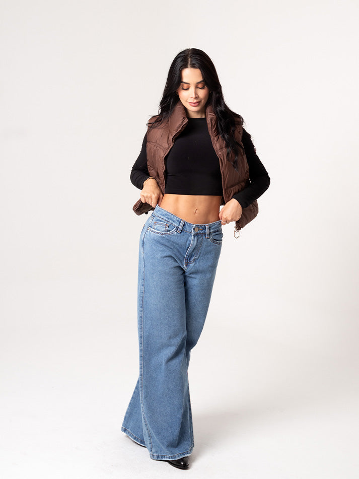 Jean bota elefante azul