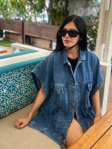 maxichaleco azul oscuro