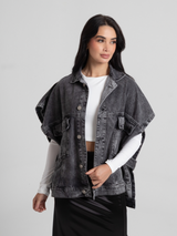 Maxichaleco  denim Gris